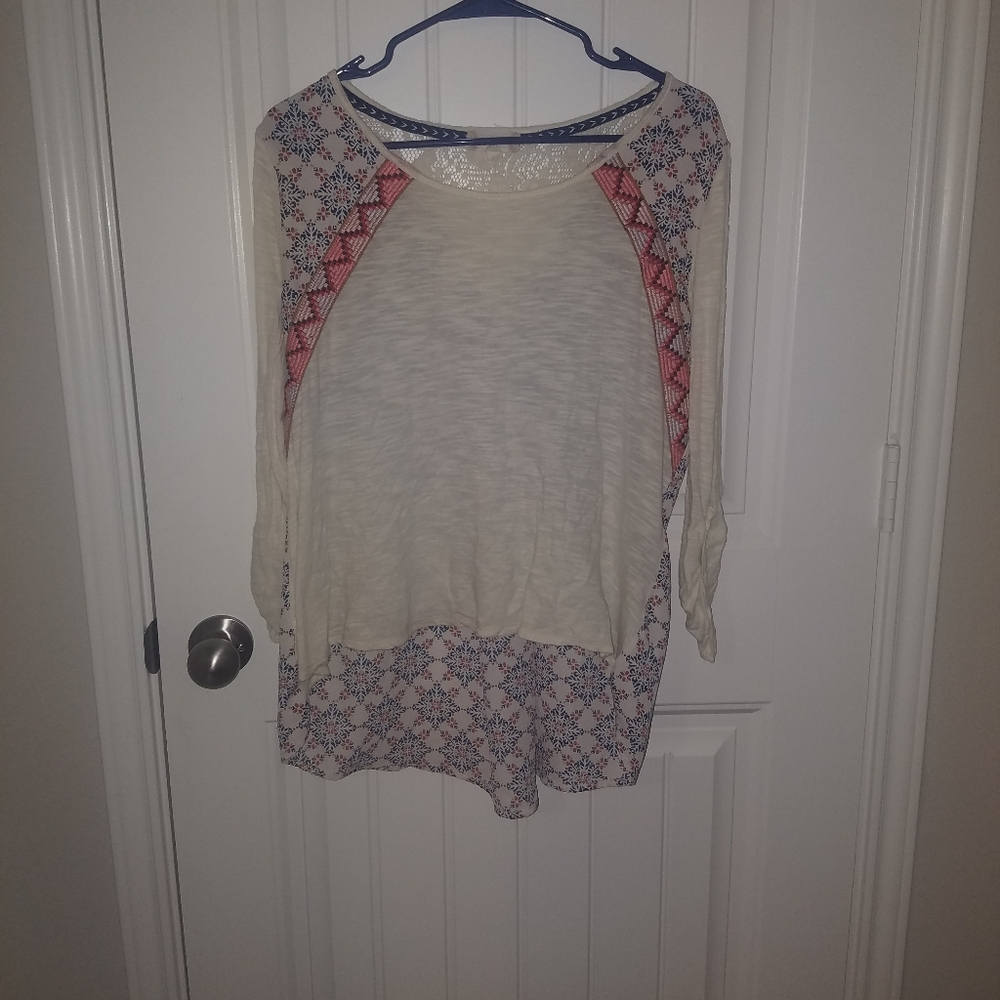 Altard State Cream Boho Quarter Sleeve Top